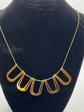 Gold U-Shape Pendant Necklace for Women - Polished Gold Finish